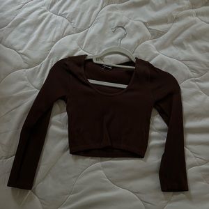 Brown zara crop top